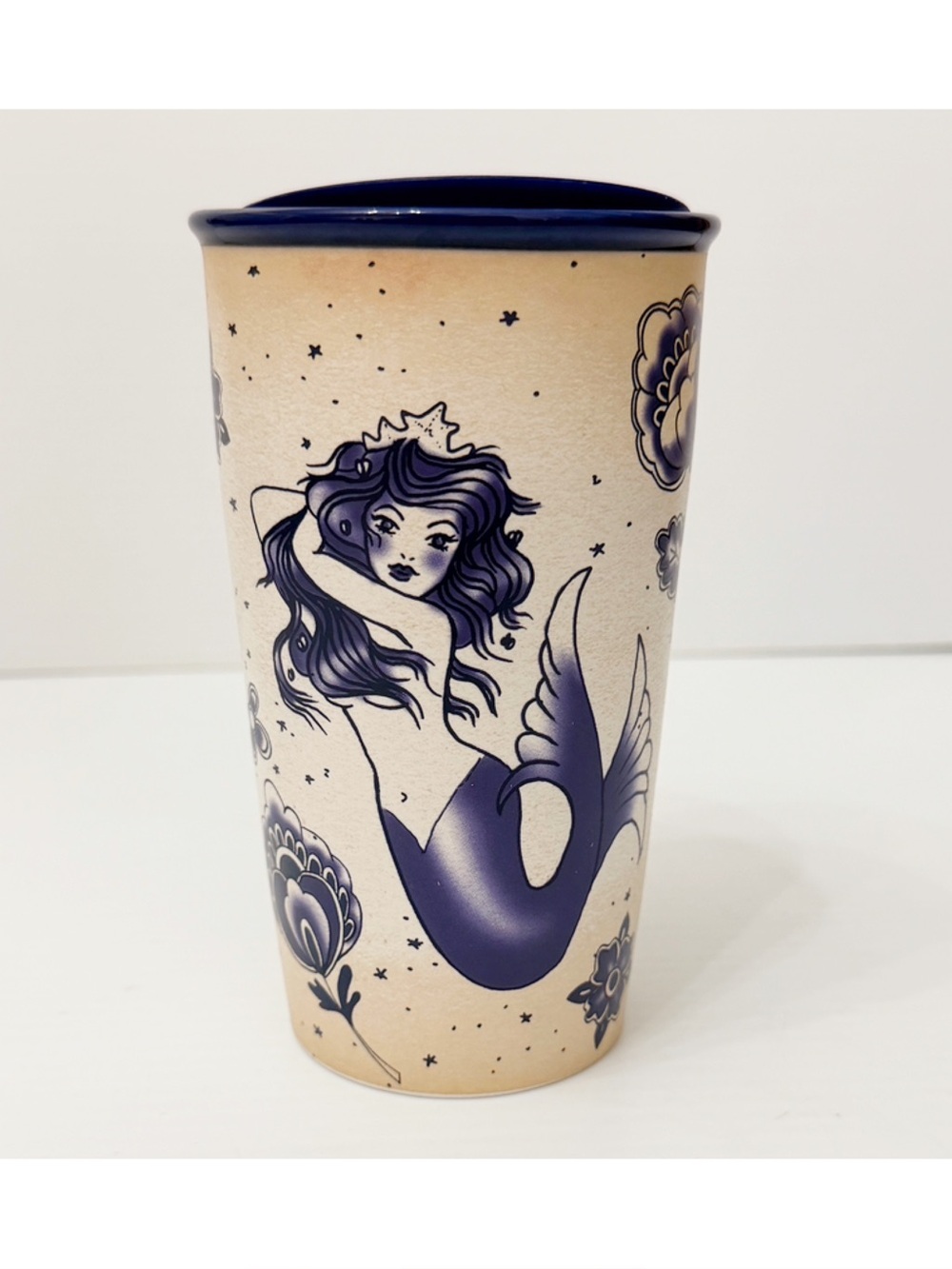 Starbucks Mermaid Ceramic Travel Mug with Lid 12oz - nearly new condition